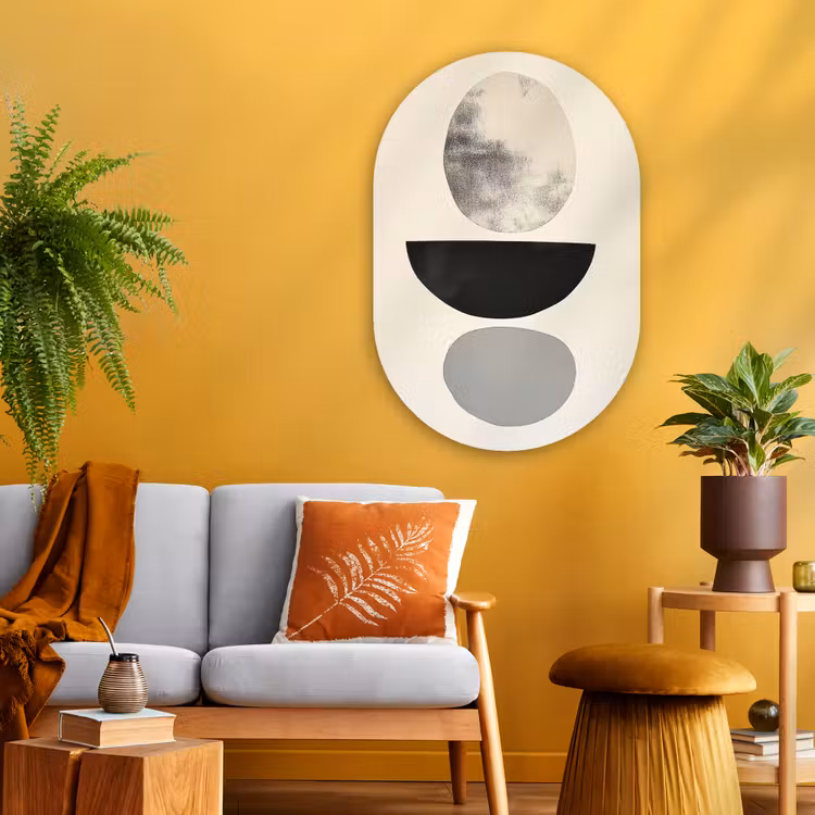 Beige - Japandi - Wabi sabi Wandcirkel Ovaal Glas middel -sfeer4