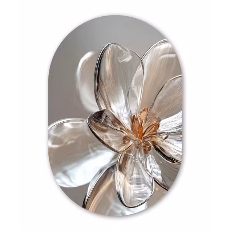 Bloem - Glazen - Doorzichtig Wandcirkel Ovaal Glas middel -3d