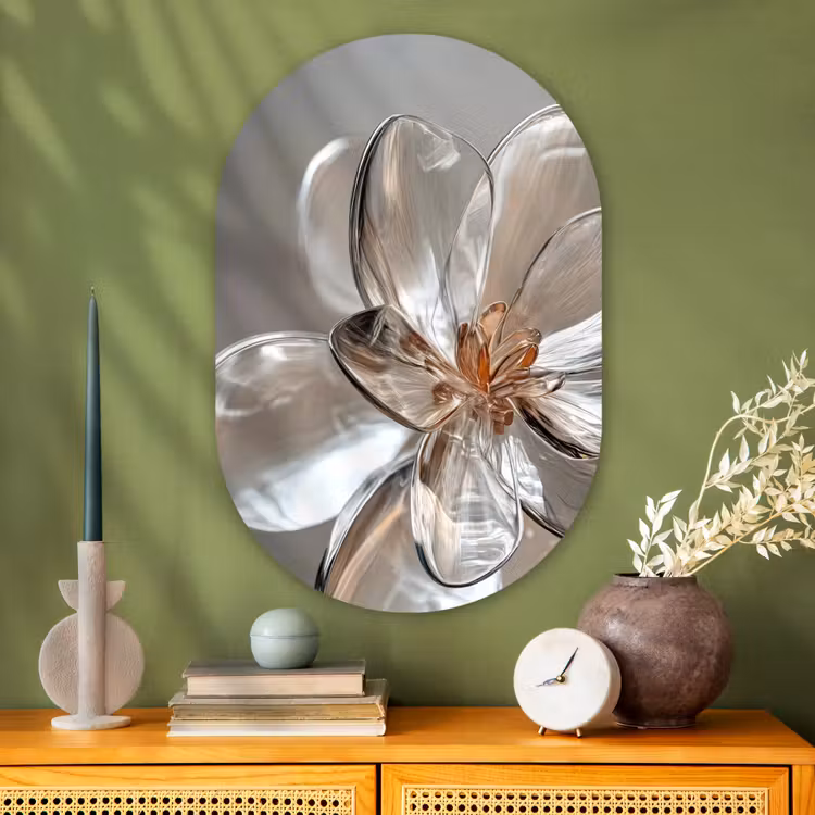 Bloem - Glazen - Doorzichtig Wandcirkel Ovaal Glas middel -sfeer2