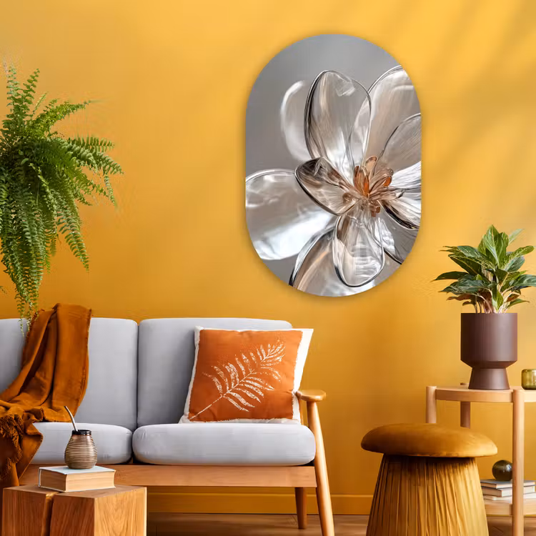Bloem - Glazen - Doorzichtig Wandcirkel Ovaal Glas middel -sfeer4