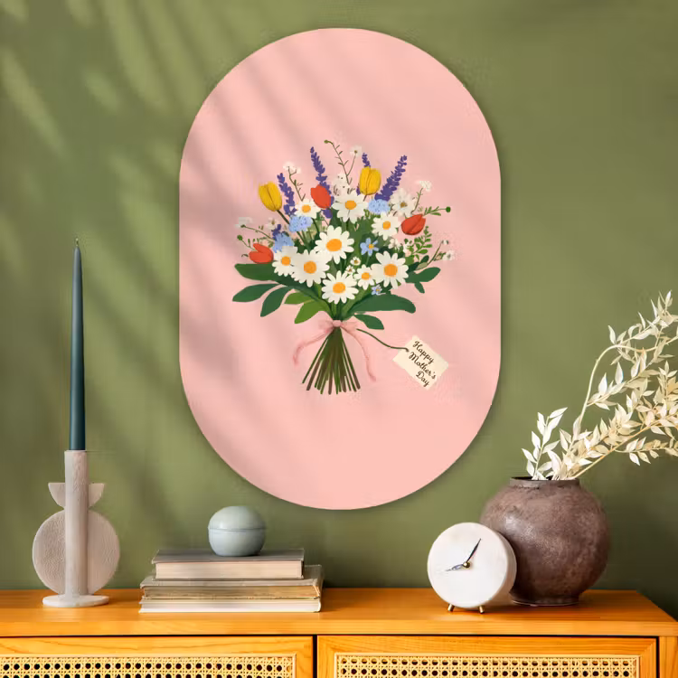 Bloemen - Lint - Kaartje Wandcirkel Ovaal Glas middel -sfeer2