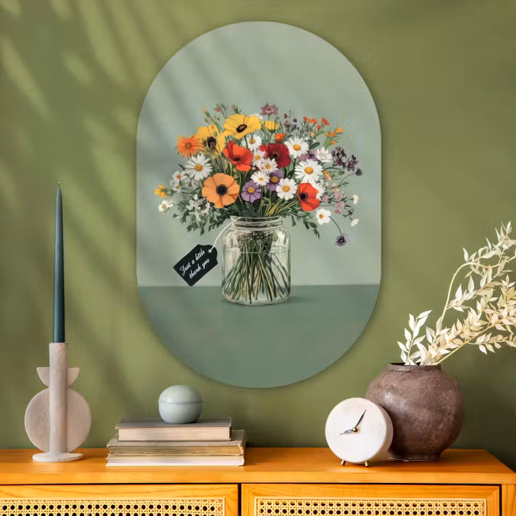 Bloemen - Vaas - Kaartje Wandcirkel Ovaal Glas middel -sfeer2