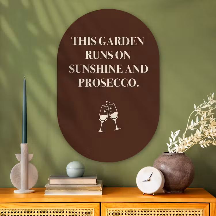 Bruin - Zomer - Quote - Drinken Wandcirkel Ovaal Glas middel -sfeer2