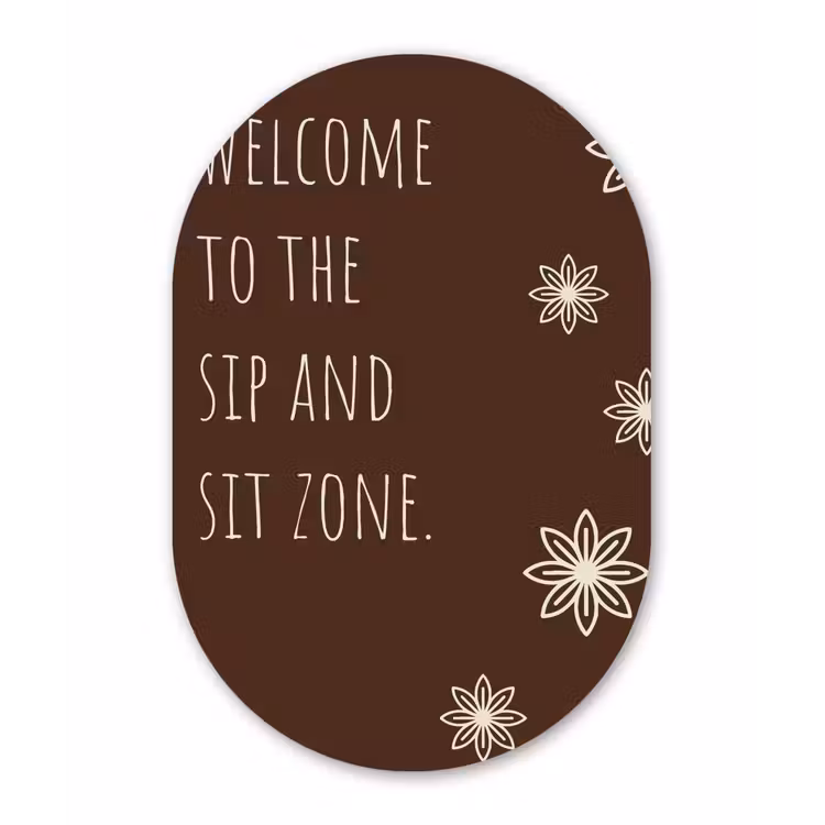 Bruin - Quote - Bloemen - Zomer Wandcirkel Ovaal Glas middel -3d