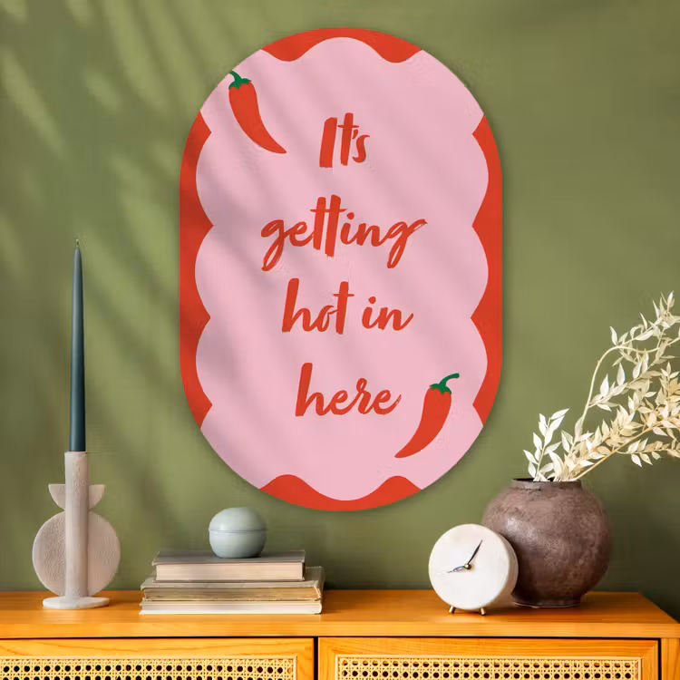 Chilipeper - Red - Hot - Quotes Wandcirkel Ovaal Glas middel -sfeer2