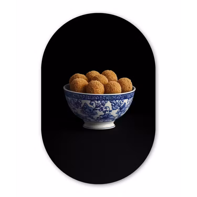 Delfts blauw - Bitterballen - Holland - Schaal Wandcirkel Ovaal Glas middel -3d