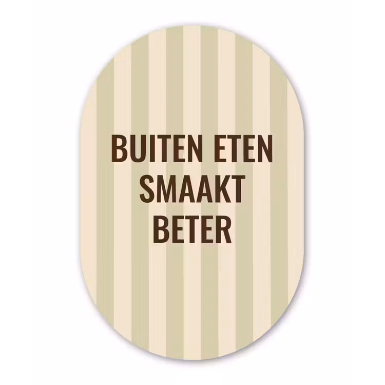 Buiten - Quote - Strepen - Zomer Wandcirkel Ovaal Glas middel -3d