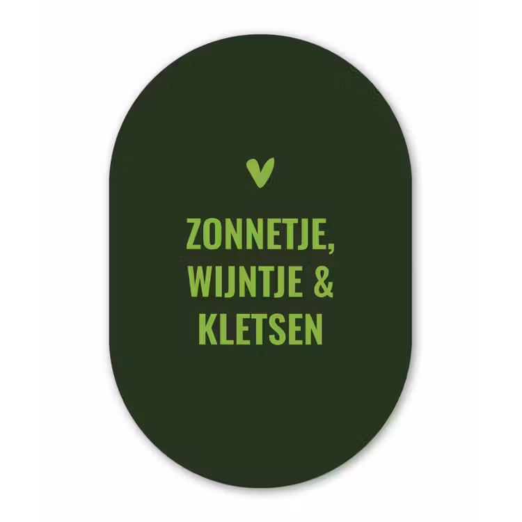 Donkergroen - Quote - Zon - Zomer Wandcirkel Ovaal Glas middel -3d