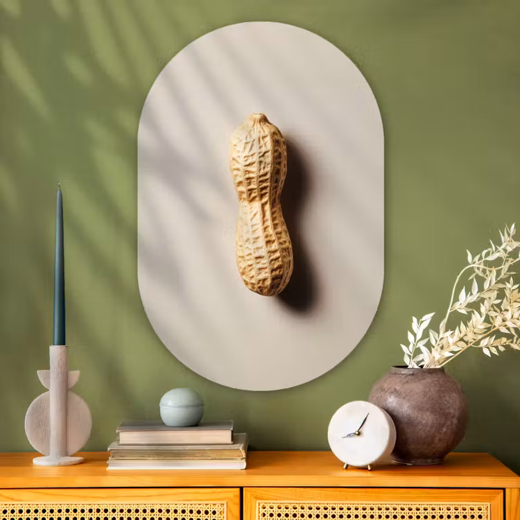 Pinda - Ruw - Beige Wandcirkel Ovaal Glas middel -sfeer2