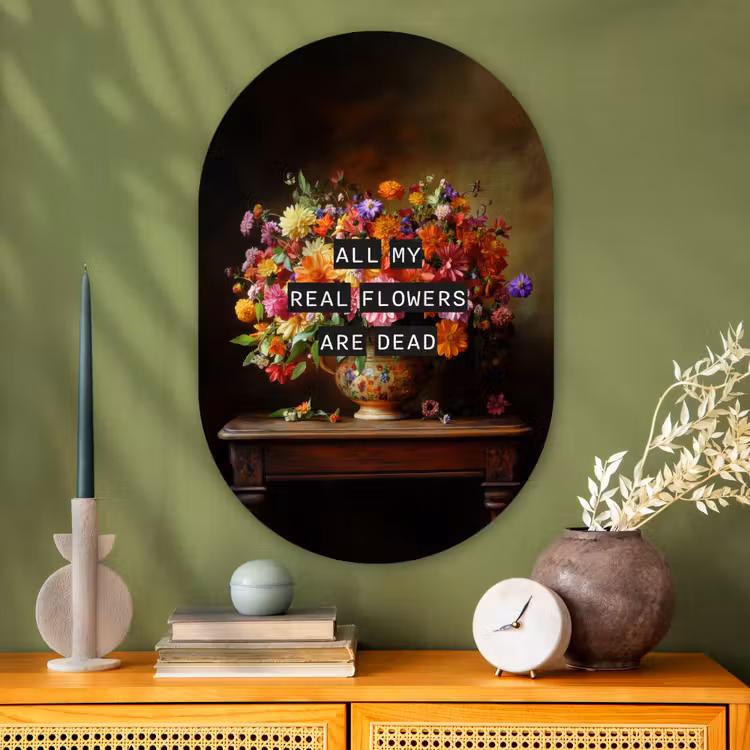 Kleur - Bloemen - Vintage - Bloemenvaas Wandcirkel Ovaal Glas middel -sfeer2