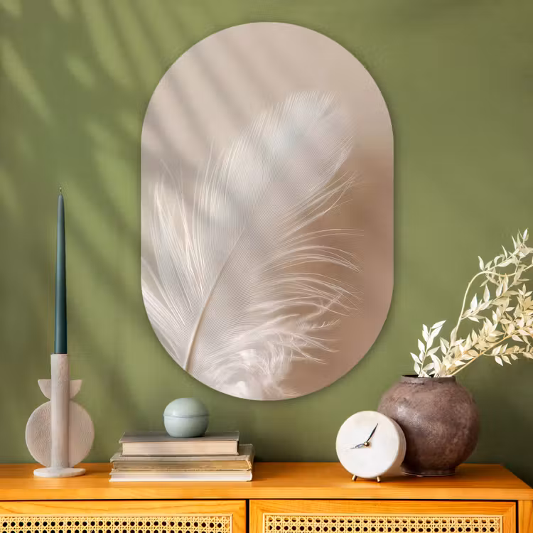 Veer - Minimalistisch - Roze Wandcirkel Ovaal Glas middel -sfeer2