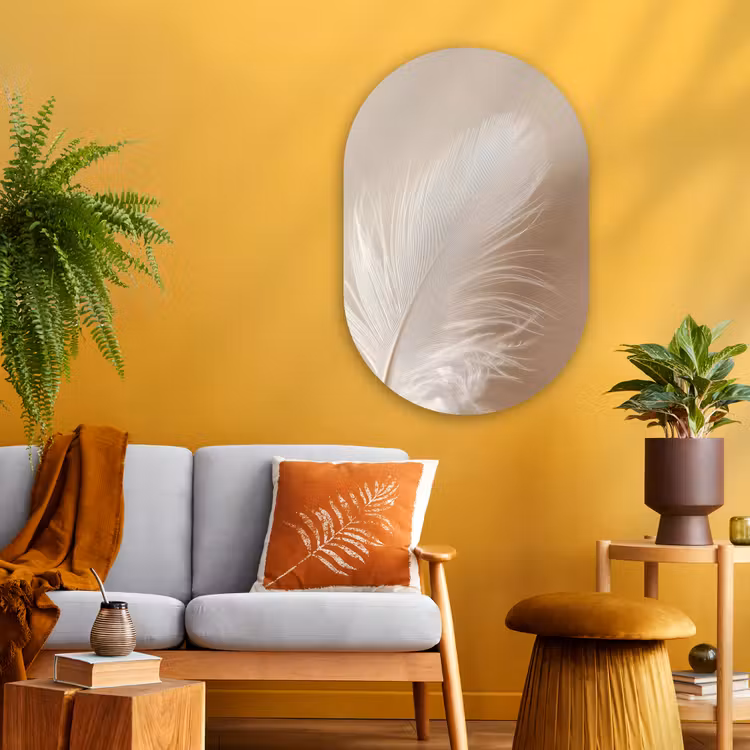 Veer - Minimalistisch - Roze Wandcirkel Ovaal Glas middel -sfeer4