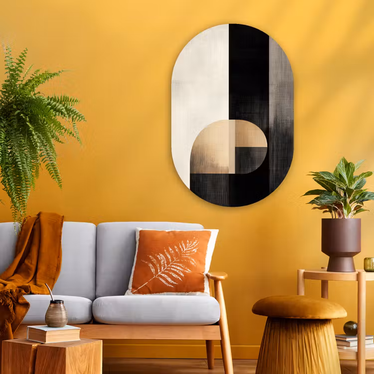 Vormen - Modern - Zwart Wandcirkel Ovaal Glas middel -sfeer4