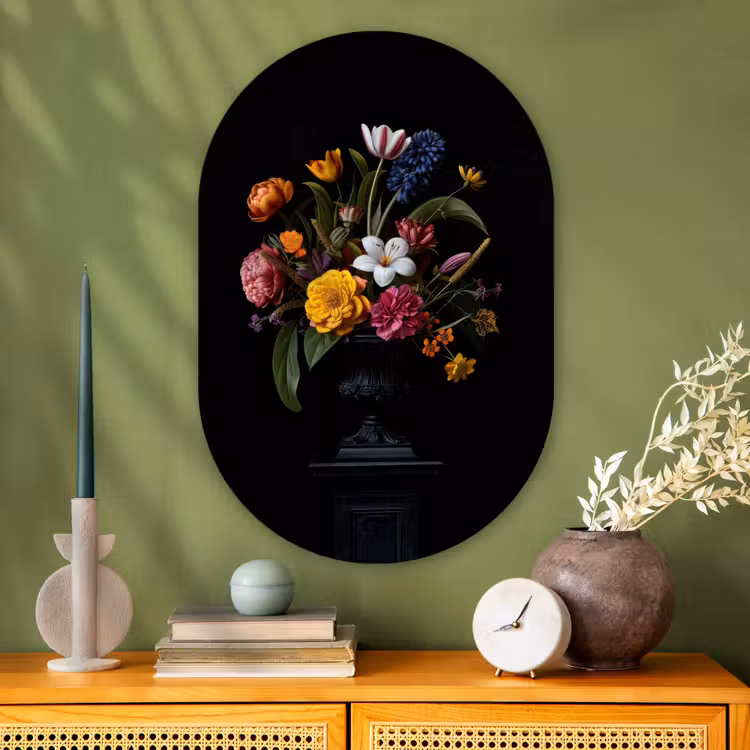 Lente - Bloemen - Klassiek - Vaas Wandcirkel Ovaal Glas middel -sfeer2