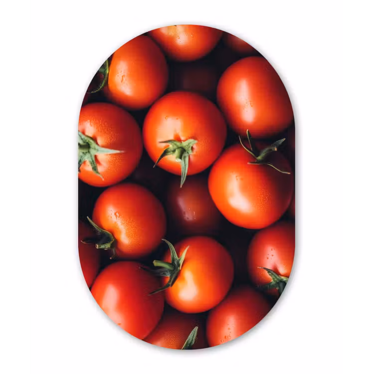 Groente - Rood - Tomaten Wandcirkel Ovaal Glas middel -3d