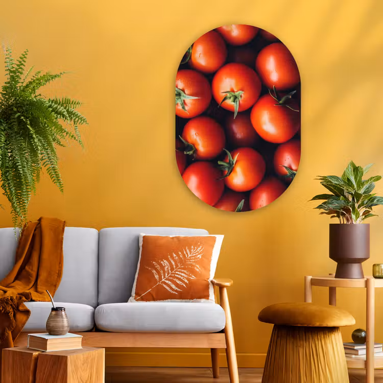 Groente - Rood - Tomaten Wandcirkel Ovaal Glas middel -sfeer4