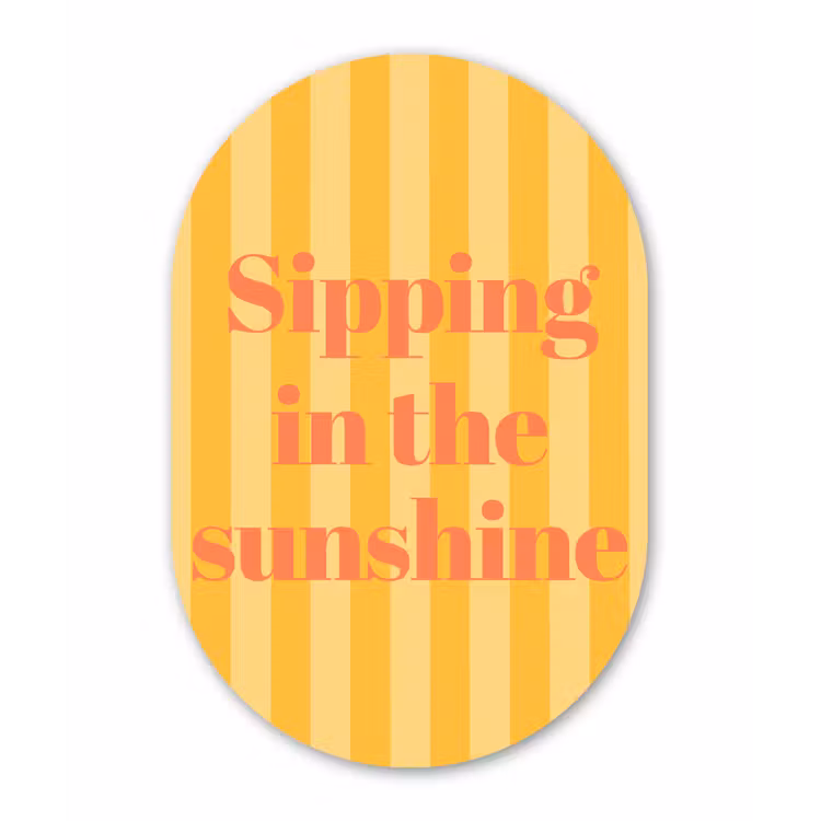 Gestreept - Geel - Sunshine - Letters Wandcirkel Ovaal Glas middel -3d