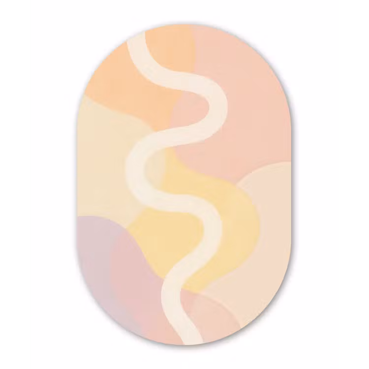 Golvende vormen - Abstract - pastel Wandcirkel Ovaal Glas middel -3d
