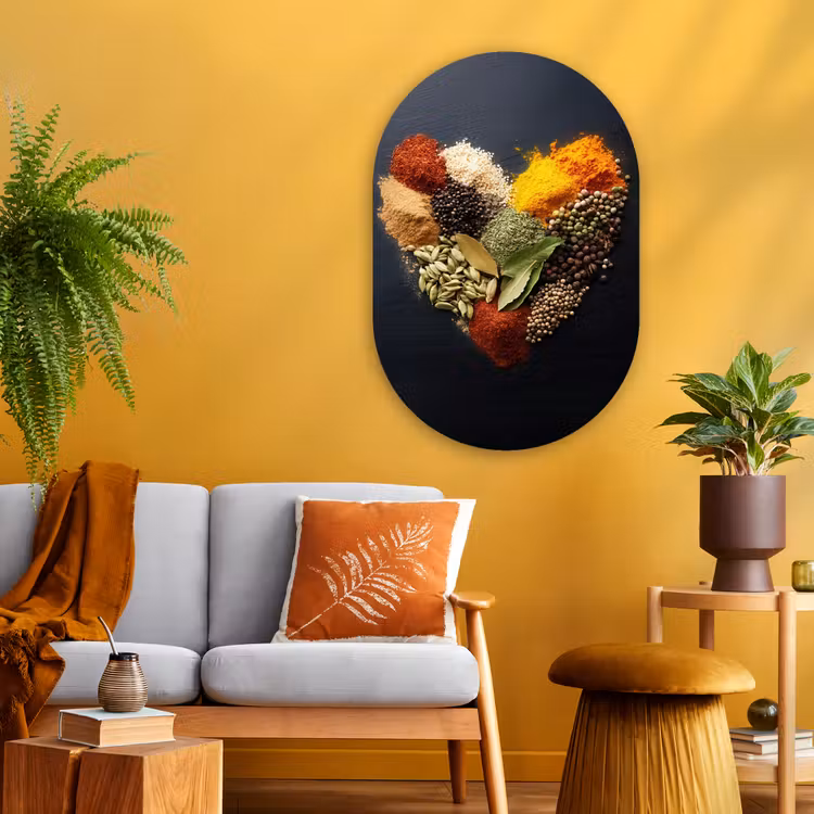 Specerijen - Mix - Hartvorm - Zwart Wandcirkel Ovaal Glas middel -sfeer4