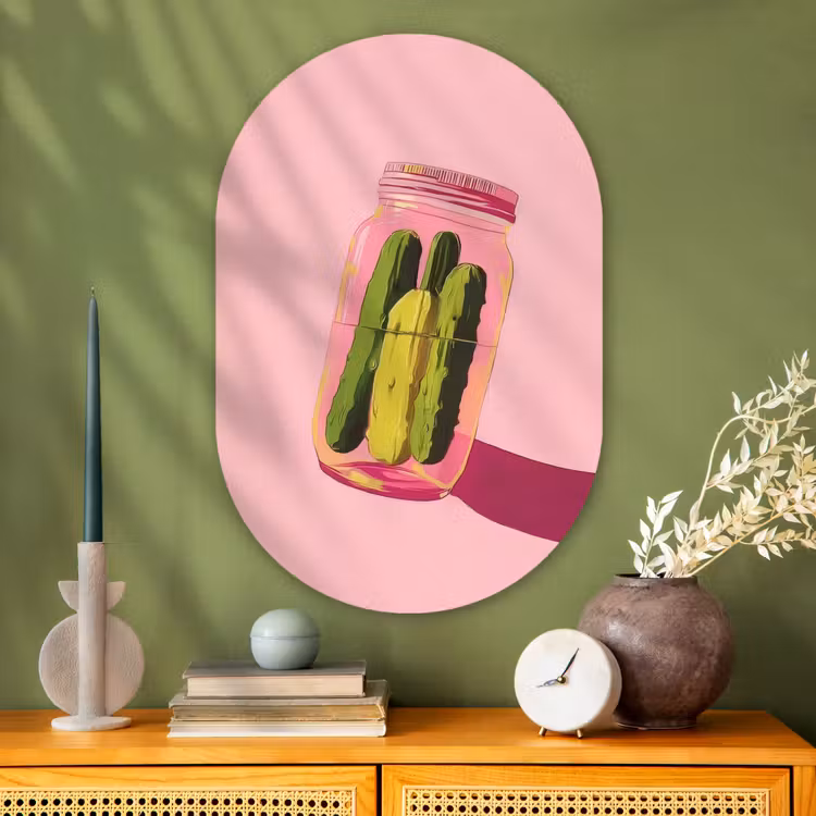 Augurken - Pot - Schaduw - Roze Wandcirkel Ovaal Glas middel -sfeer2