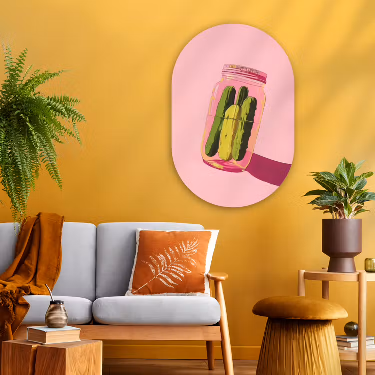 Augurken - Pot - Schaduw - Roze Wandcirkel Ovaal Glas middel -sfeer4