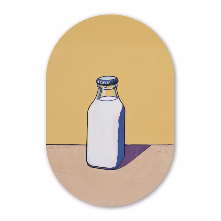 Glazen - Fles - Illustratie - Melk Wandcirkel Ovaal Glas middel -3d