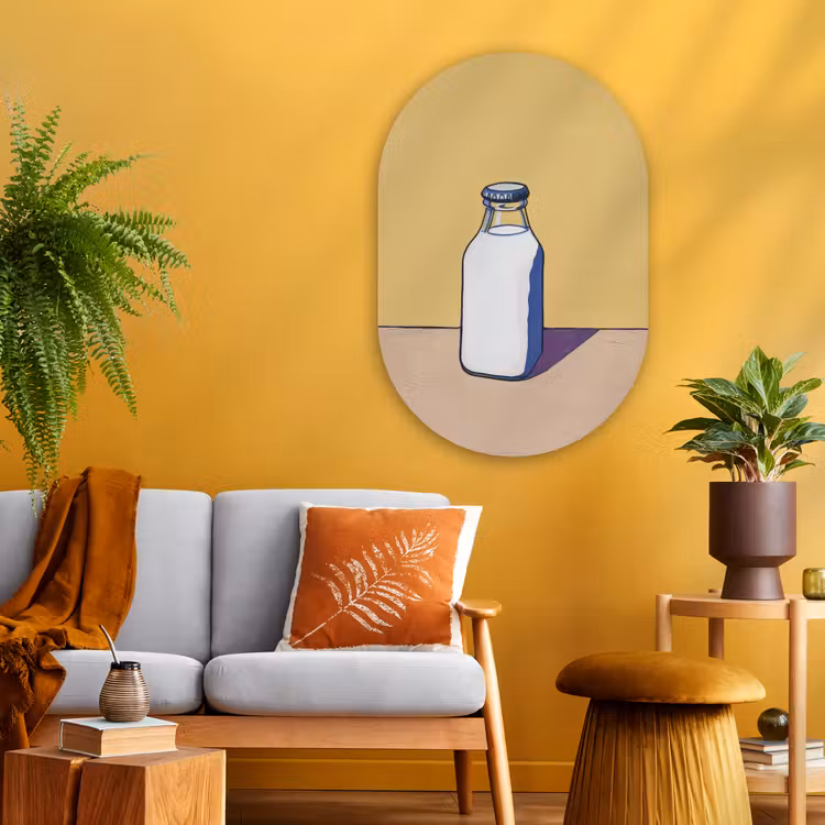 Glazen - Fles - Illustratie - Melk Wandcirkel Ovaal Glas middel -sfeer4