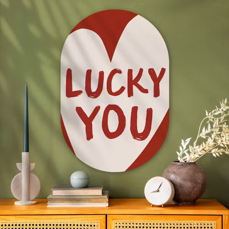Lucky - Hart - Rood Wandcirkel Ovaal Glas middel -sfeer2