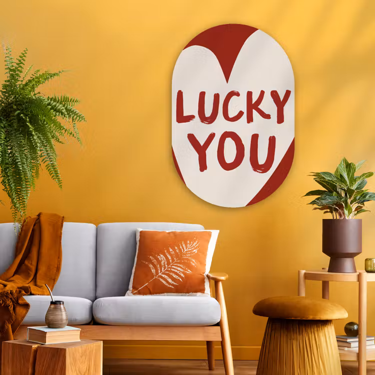 Lucky - Hart - Rood Wandcirkel Ovaal Glas middel -sfeer4