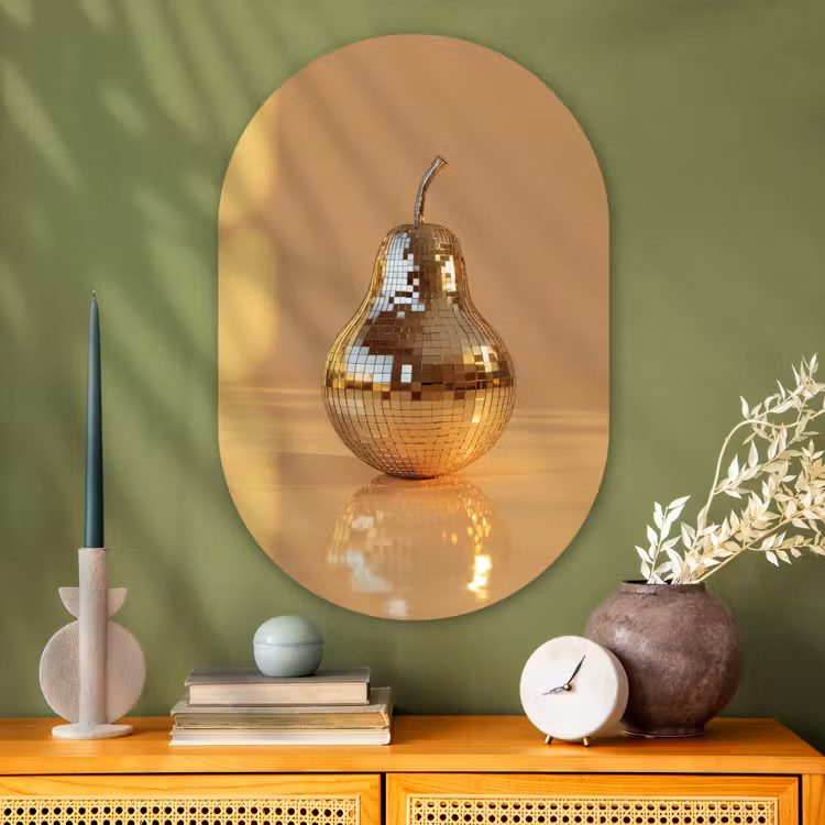 Goud - Disco - Glitter - Peer Wandcirkel Ovaal Glas middel -sfeer2