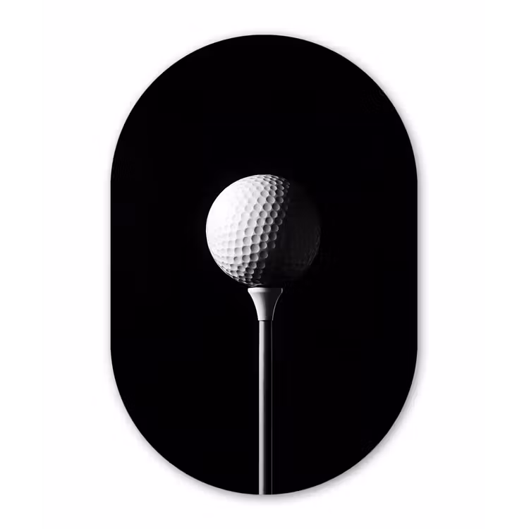 Golfbal - Minimalistisch - Wit Wandcirkel Ovaal Glas middel -3d