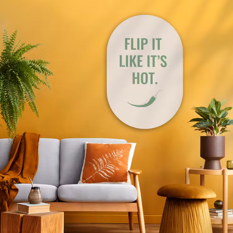 Groen - Quote - Zomer - Chilipeper Wandcirkel Ovaal Glas middel -sfeer4