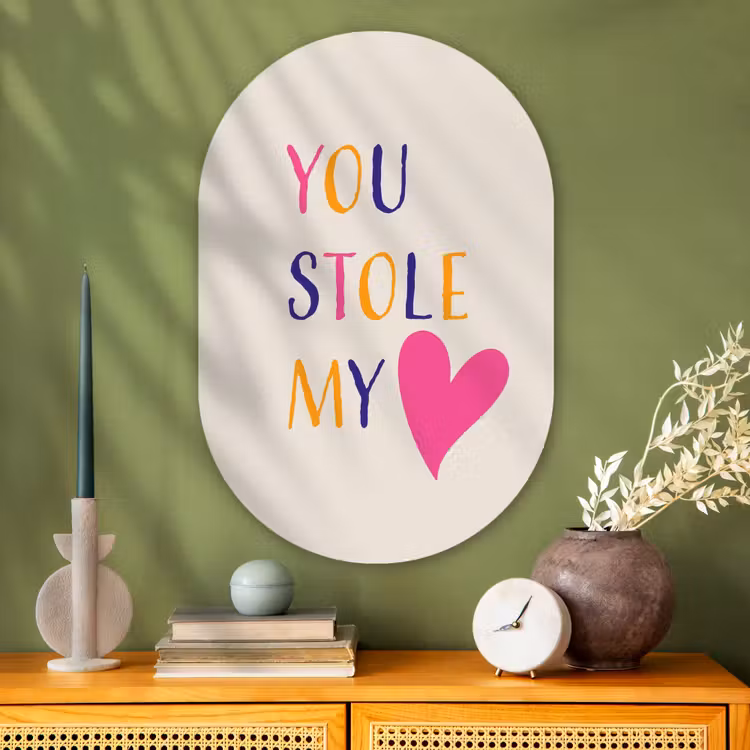 Hart - Valentijn - Tekst Wandcirkel Ovaal Glas middel -sfeer2