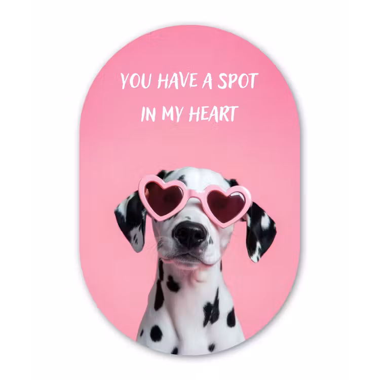 Hartjes - Hond - Valentijn - Roze Wandcirkel Ovaal Glas middel -3d