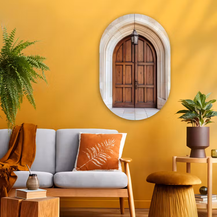Houten - Deur - Lantaarn Wandcirkel Ovaal Glas middel -sfeer4