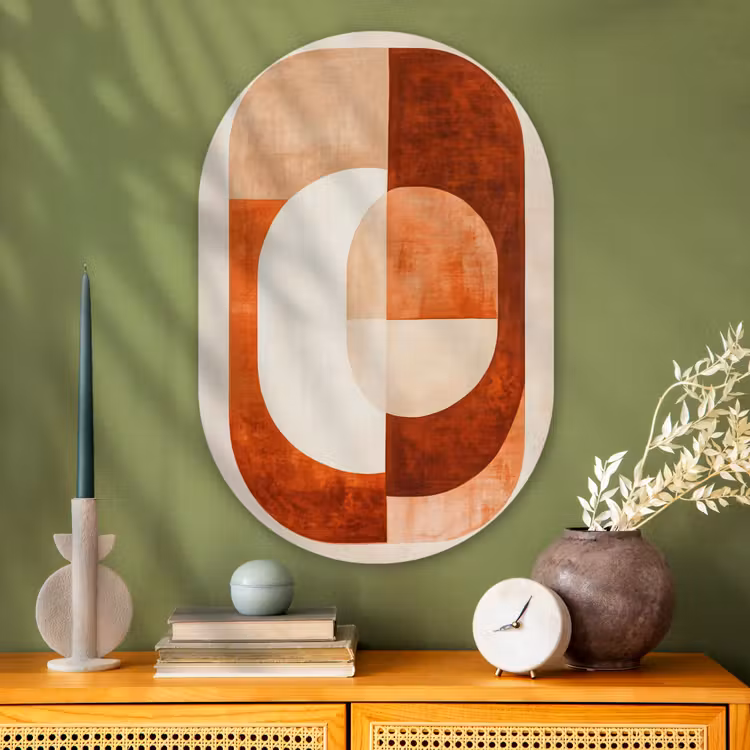 Illustratie - Abstract - Vormen - Rood Wandcirkel Ovaal Glas middel -sfeer2