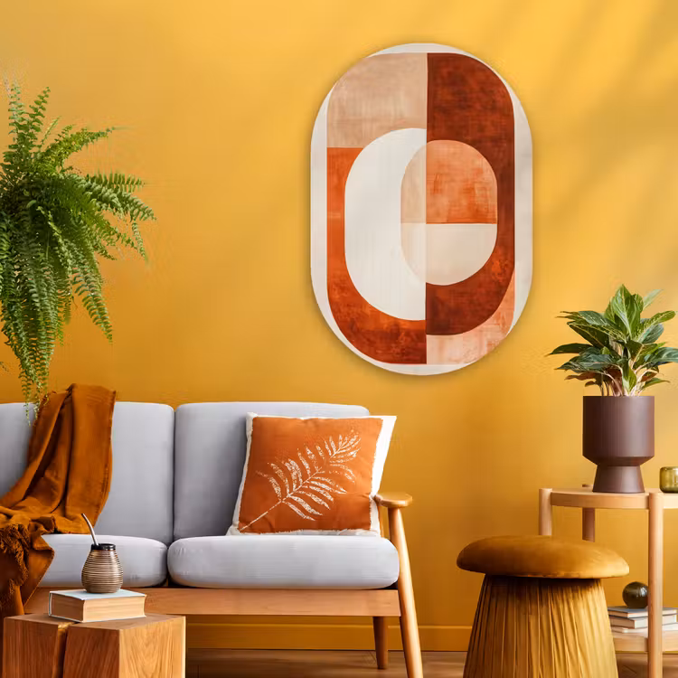 Illustratie - Abstract - Vormen - Rood Wandcirkel Ovaal Glas middel -sfeer4