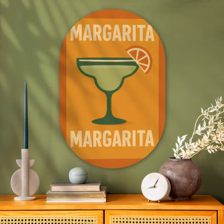 Illustratie - Margarita - Sinaasappelschijf - Oranje Wandcirkel Ovaal Glas middel -sfeer2