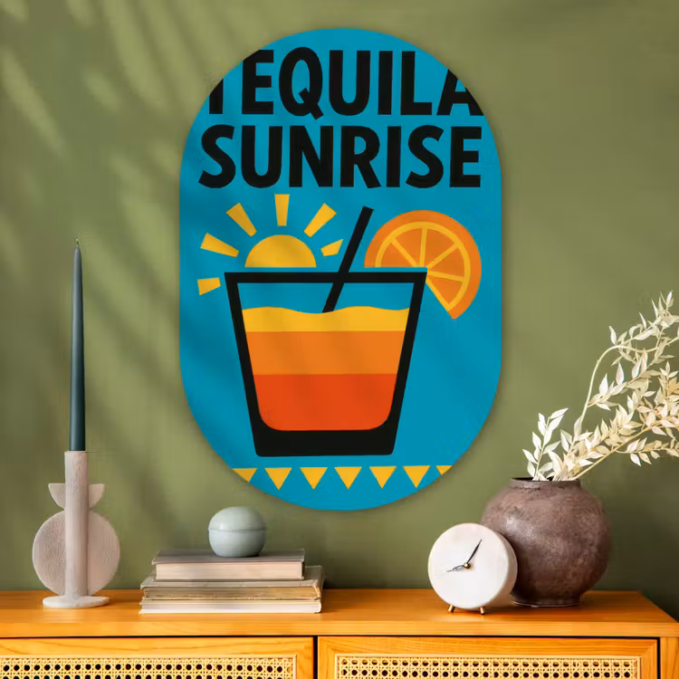 Illustratie - Tequila - Glas - Blauw Wandcirkel Ovaal Glas middel -sfeer2