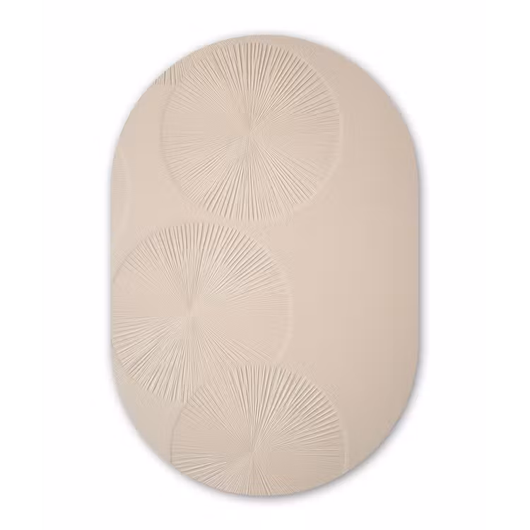 Japandi - Beige - Modern Wandcirkel Ovaal Glas middel -3d
