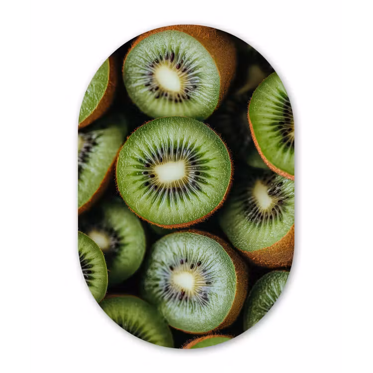 Kiwi - Fruit - Groen Wandcirkel Ovaal Glas middel -3d