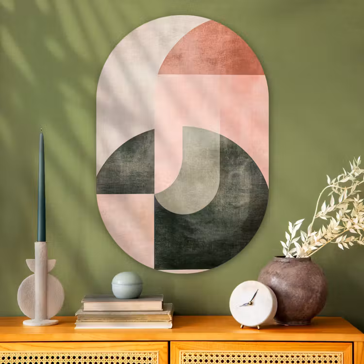 Cirkel - Abstract - Roze Wandcirkel Ovaal Glas middel -sfeer2