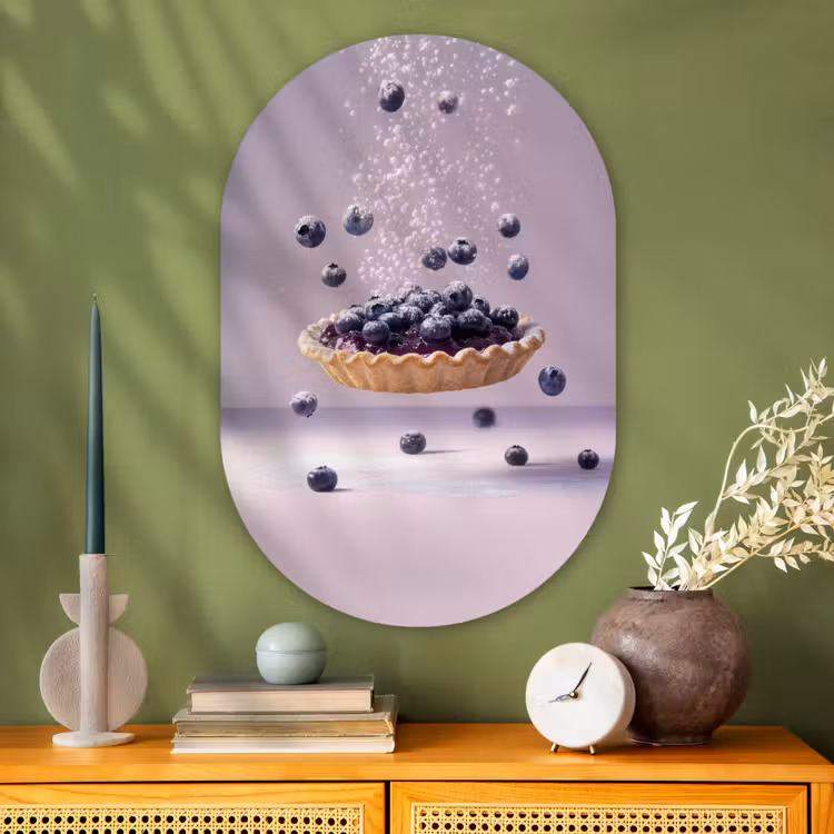 Eten - Taart - Bessen - Blauw Wandcirkel Ovaal Glas middel -sfeer2