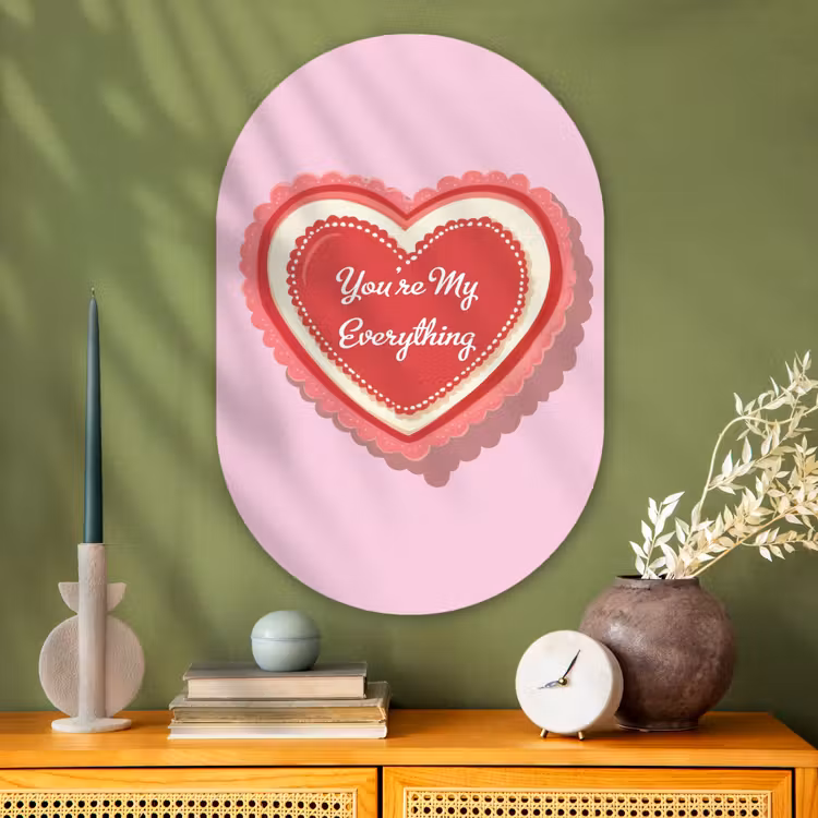 Liefde - Hart - Valentijn Wandcirkel Ovaal Glas middel -sfeer2