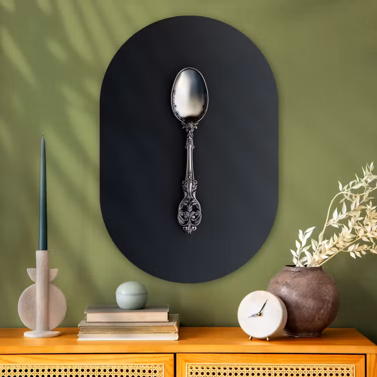 Lepel - Zilver - Metaal Wandcirkel Ovaal Glas middel -sfeer2