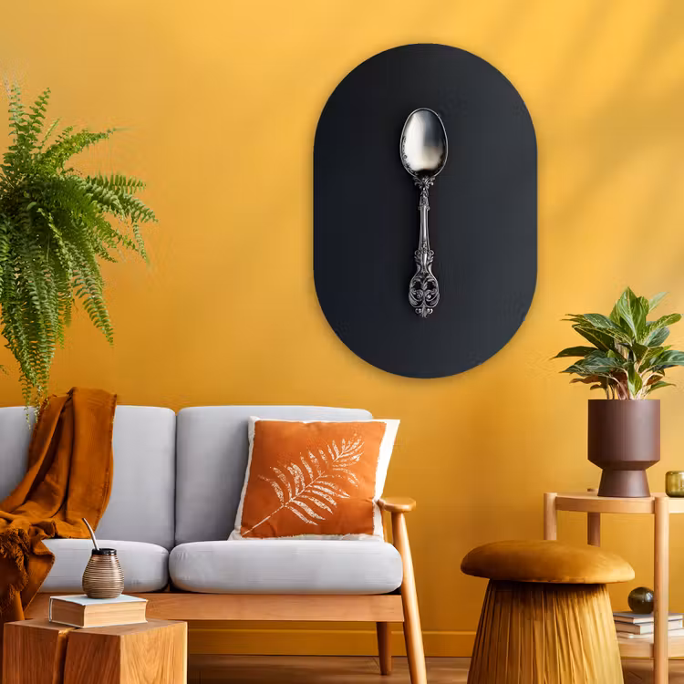 Lepel - Zilver - Metaal Wandcirkel Ovaal Glas middel -sfeer4