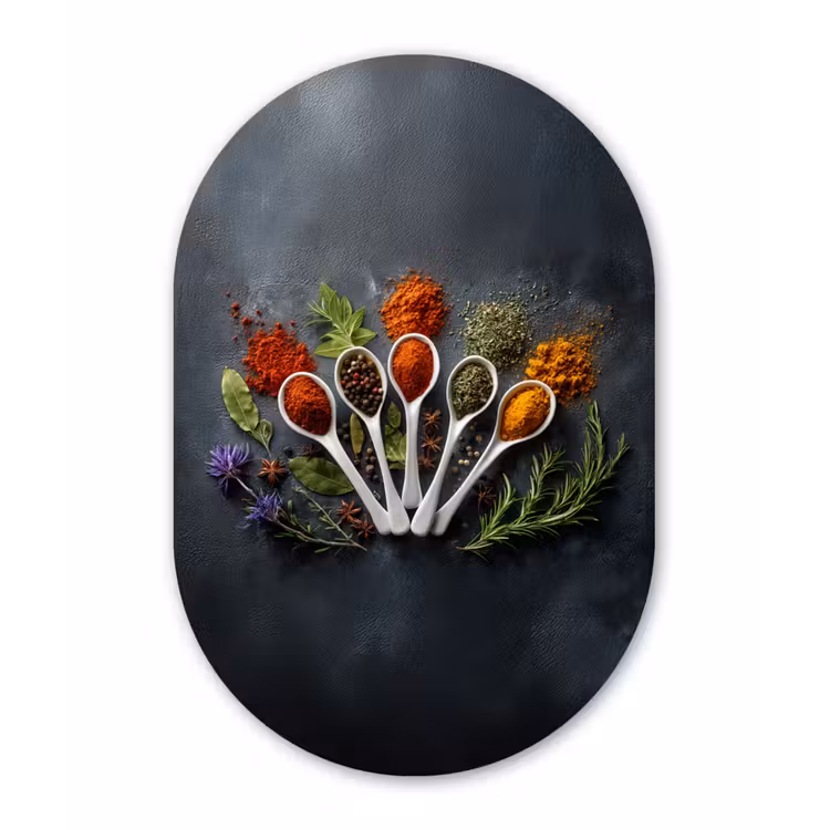 Lepels - Wit - Poeder - Kruiden Wandcirkel Ovaal Glas middel -3d