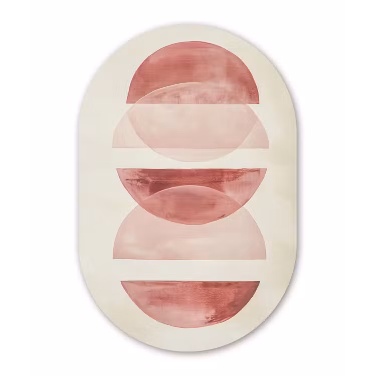 Minimalistisch - Cirkels - Roze Wandcirkel Ovaal Glas middel -3d