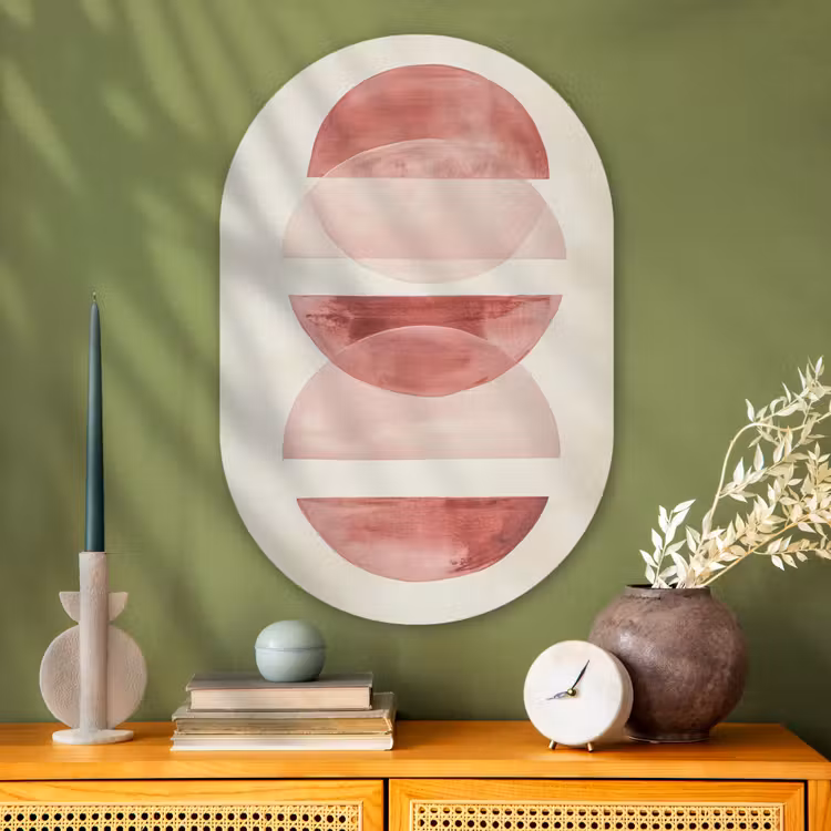 Minimalistisch - Cirkels - Roze Wandcirkel Ovaal Glas middel -sfeer2