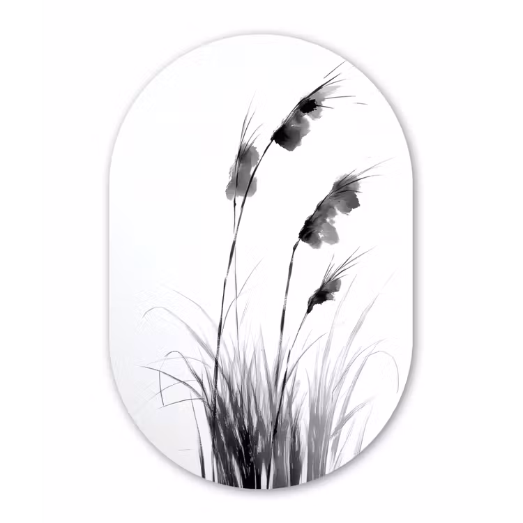Minimalistisch - Stelen - Wit Wandcirkel Ovaal Glas middel -3d